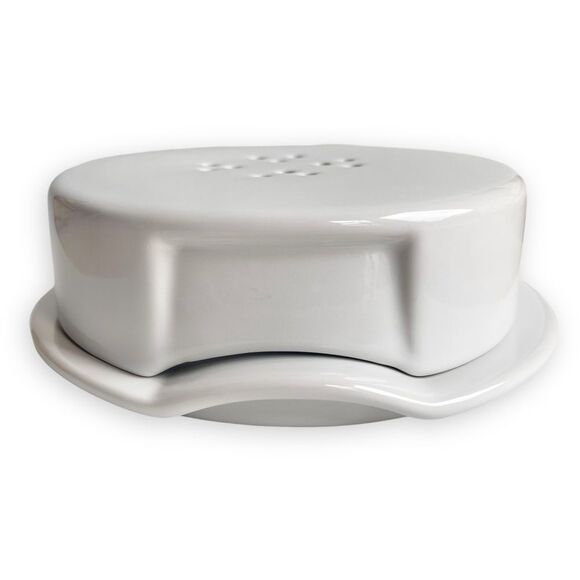 Crate&Barrel Cream White Stoneware  Brie Baking Appetizer Dish with Vented Lid - Picture 7 of 16